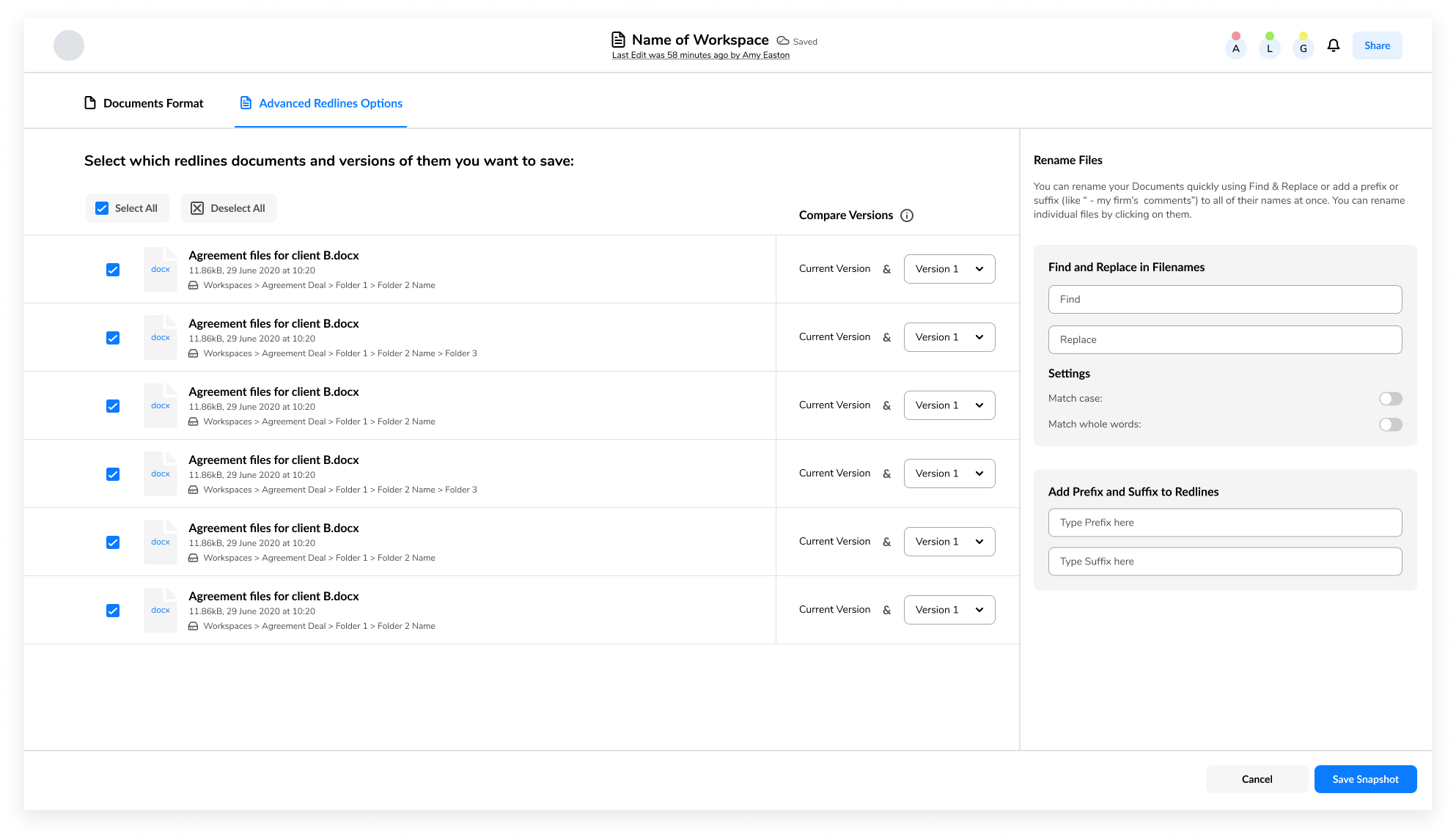 Save documents feature