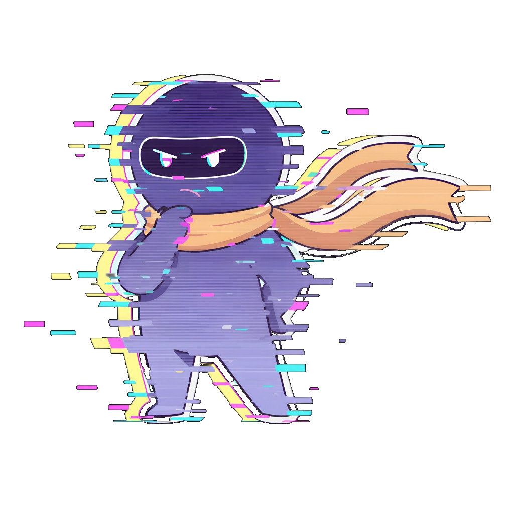 Glitch mascot with CRT lines